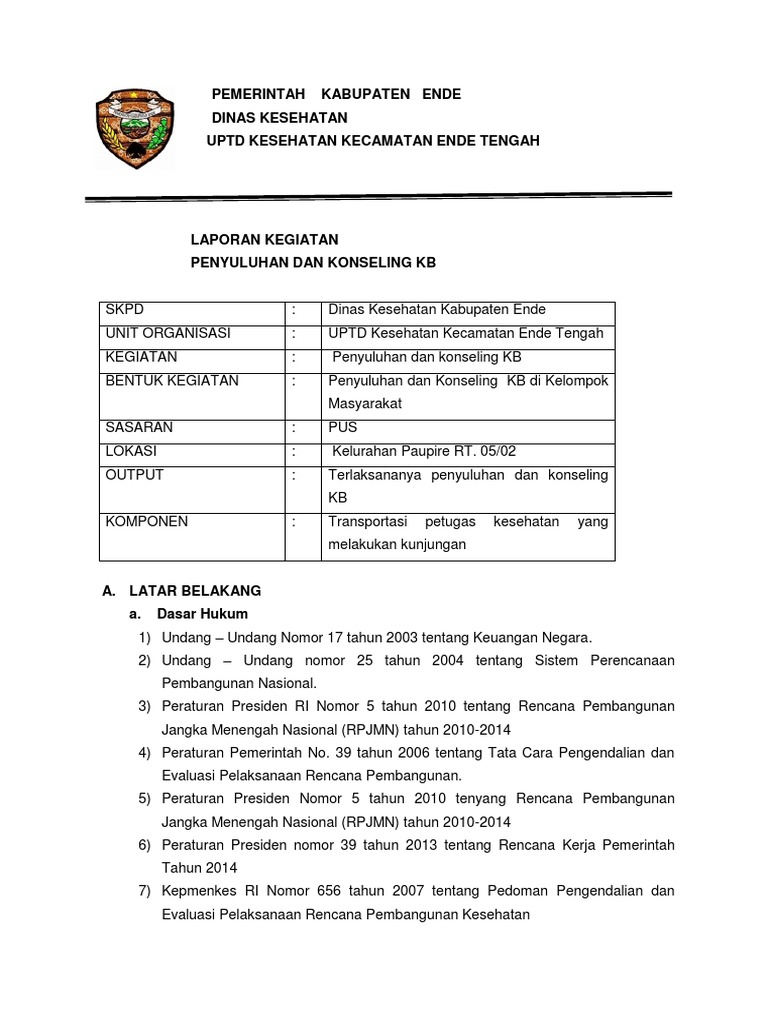Contoh Laporan Tor Penyuluhan Kb Februarii