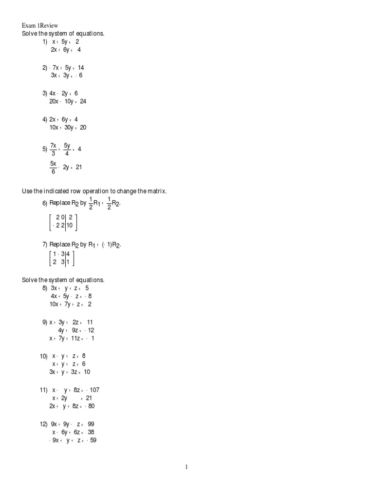 Exam 1 Review | PDF | Input–Output Model | Matrix (Mathematics)