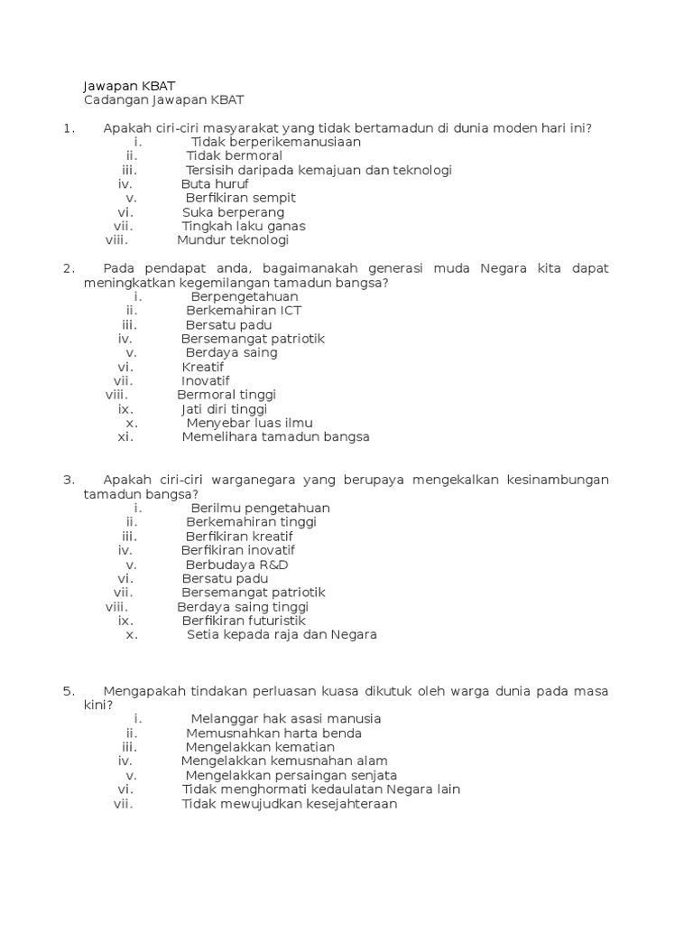 Jawapan KBAT