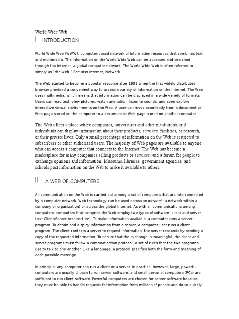 World Wide Web | PDF | World Wide Web | Internet & Web