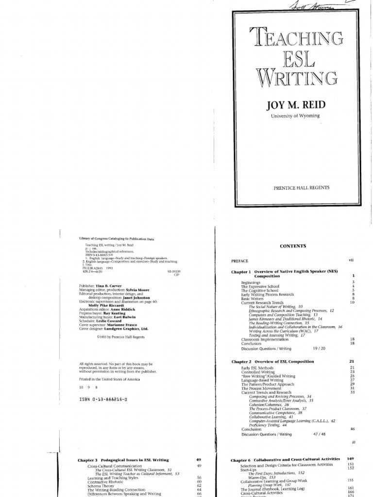 Teaching ESL Writing Reid 1993 PDF | PDF
