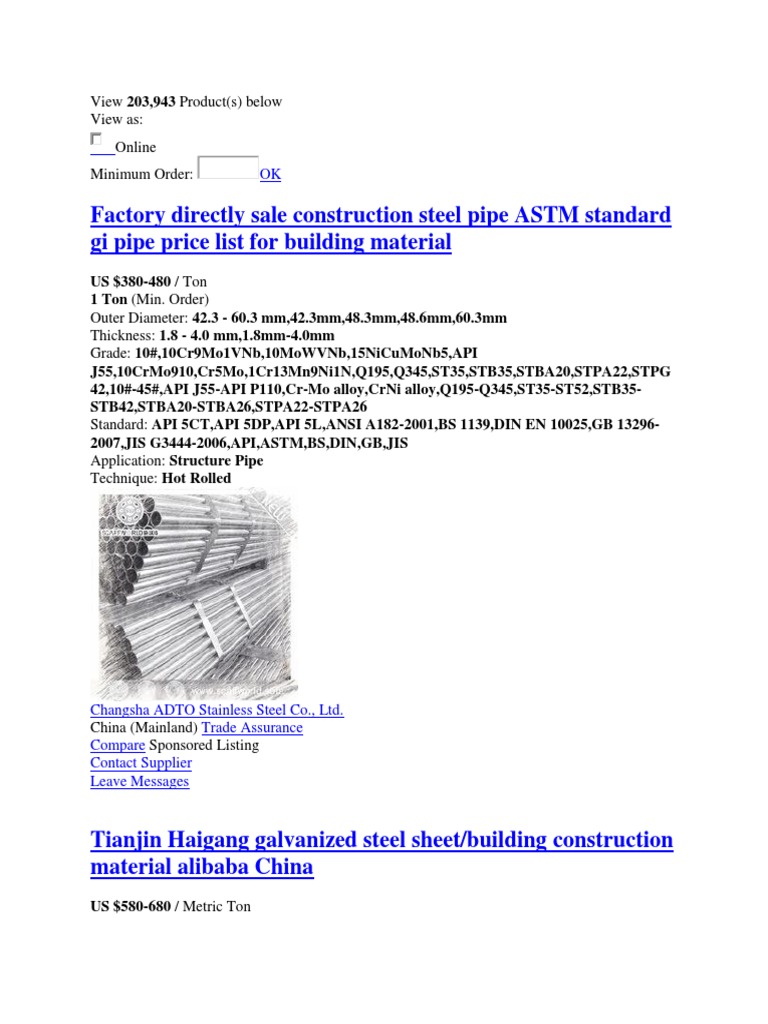 Building Construction Materials Price List