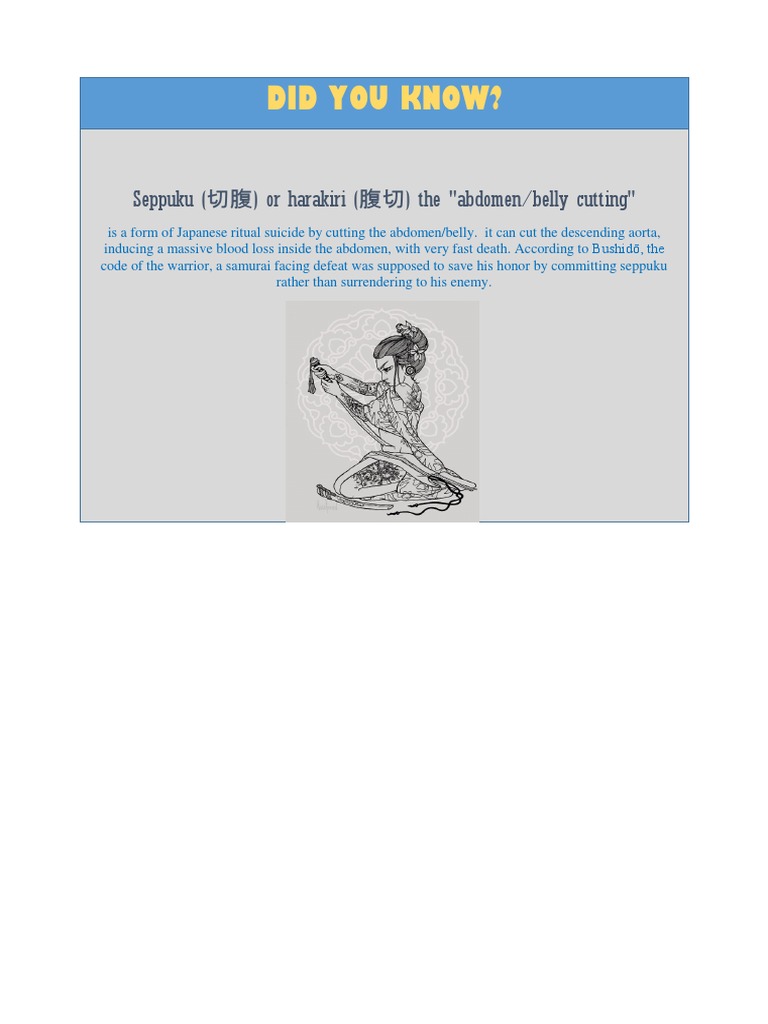Understanding Seppuku: Samurai Ritual Suicide | PDF