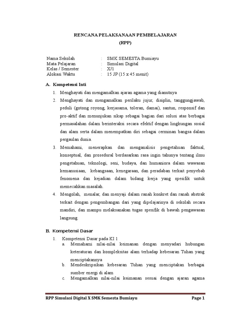 RPP SIMDIG X Gasal K 13 Edmodo 1 | PDF | Komputer