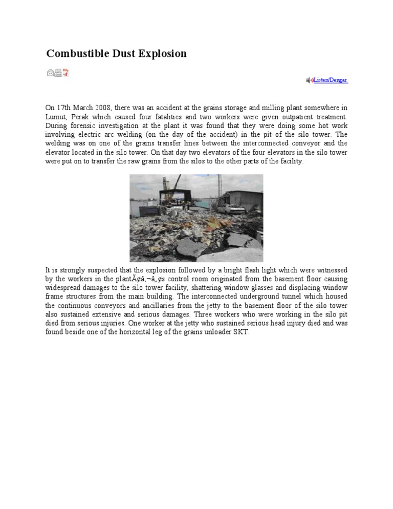 Combustible Dust Explosion Incident Report | PDF