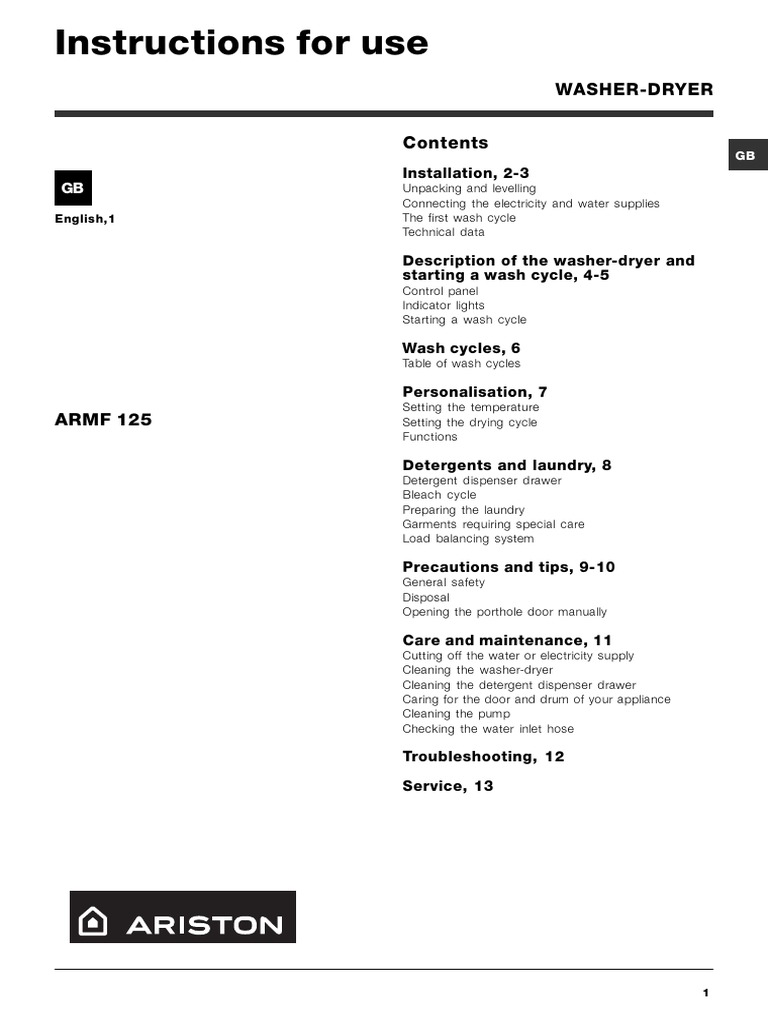 ARMF125usermanual.pdf | Ac Power Plugs And Sockets | Clothes Dryer