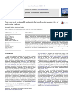 Assessment of Sustainable University Factors From The Perspective of University Students 2013 Journal of Cleaner Production