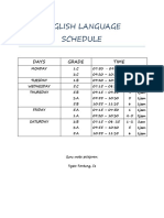 English Language Schedule: Days Grade Time