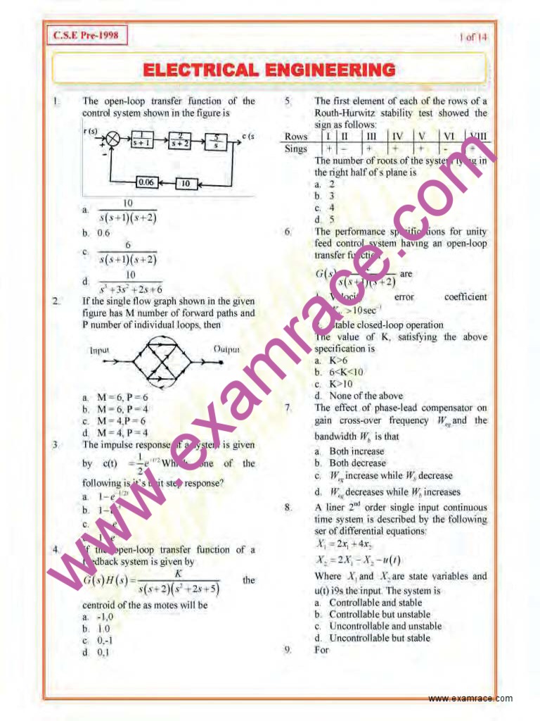 Electrical Engineering Objective Questions Part 1 PDF | PDF ...