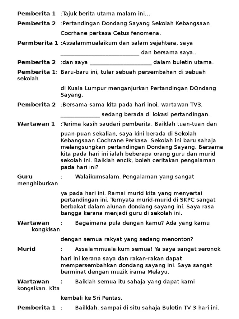 Contoh Skrip Pembaca Berita malaybicycle