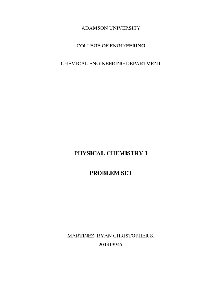 Physical Chemistry 1 Problem Set | PDF | Science & Mathematics