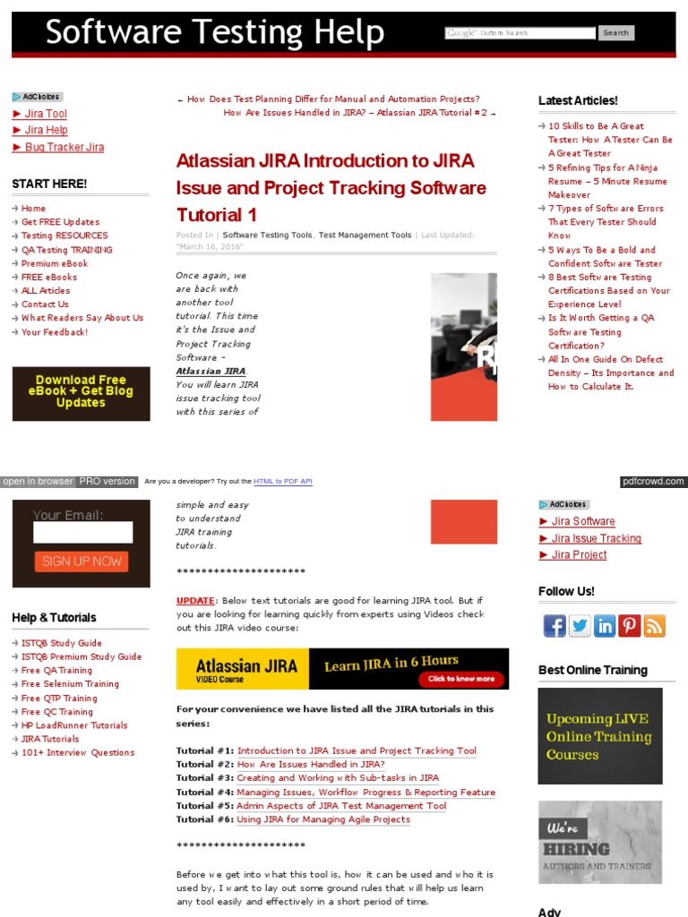 1.introduction To JIRA Issue and Project Tracking Tool | PDF | Software ...