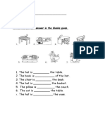 Prepositions of Place Worksheet for Class 3
