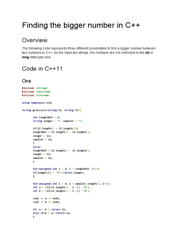 Comparing Numbers in C++11 | PDF | Digital Technology | Models Of ...