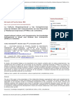 La Cultura Organizacional y Las Competencias Para La Gestión Del Conocimiento en Las Pequeñas y Medianas Empresas (PYMEs) de Colombia