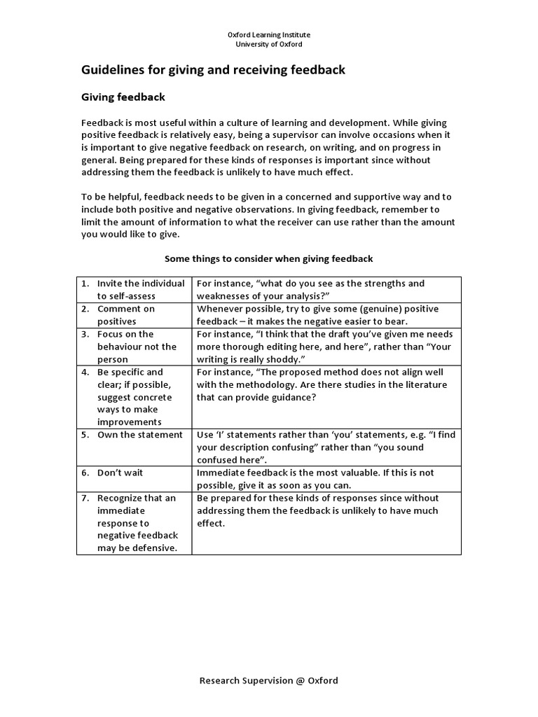 Effective Feedback in Research Supervision | PDF | Feedback | Epistemology