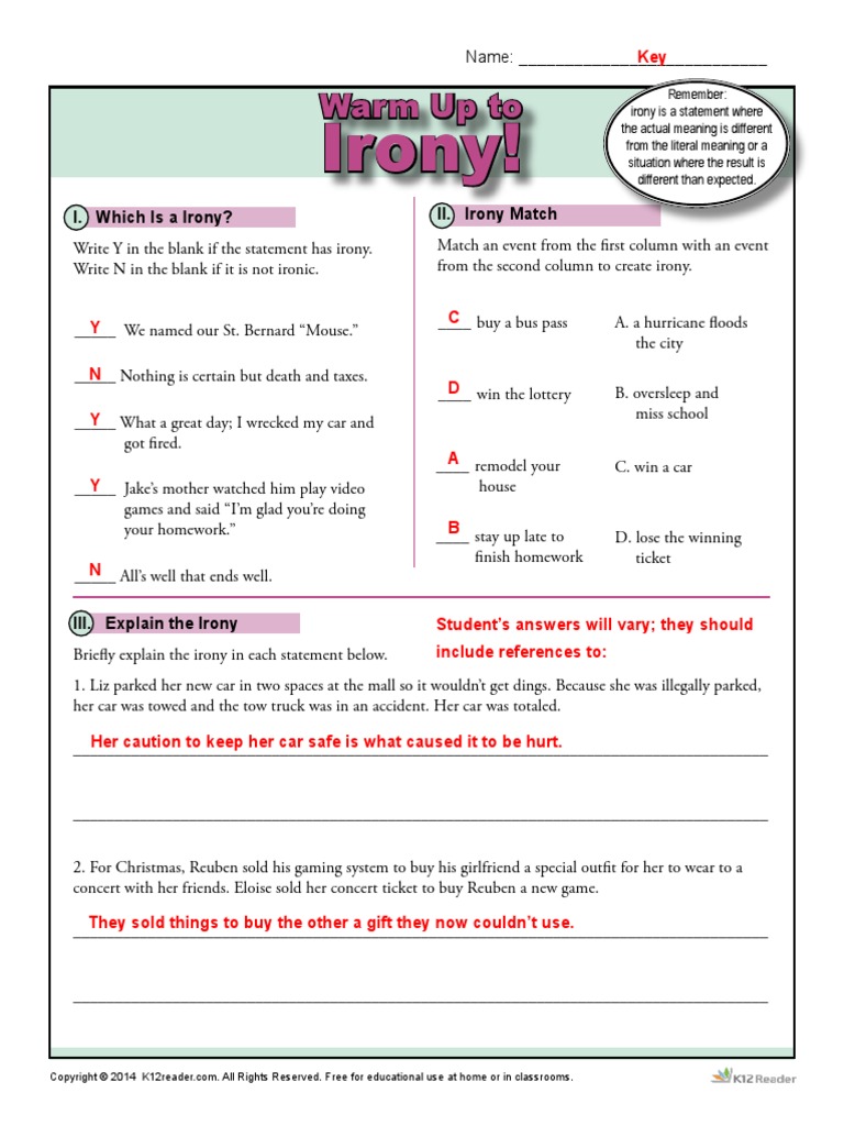 irony-worksheet