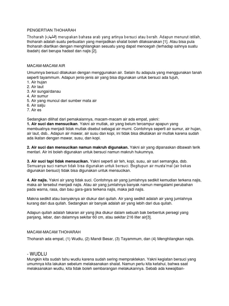 Pengertian Thoharah Pdf
