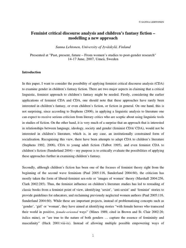 feminist critical discourse analysis thesis pdf