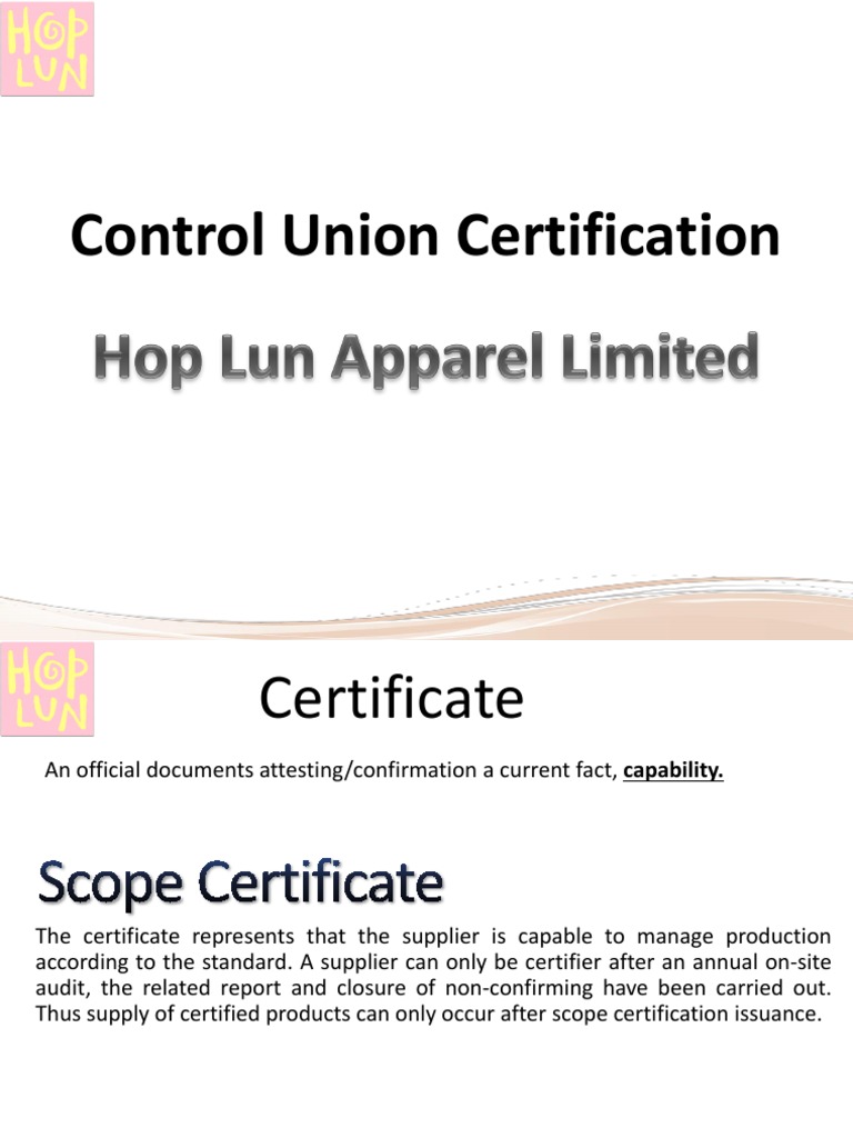 Control Union Certification Overview | PDF | Organic Farming | Fibers