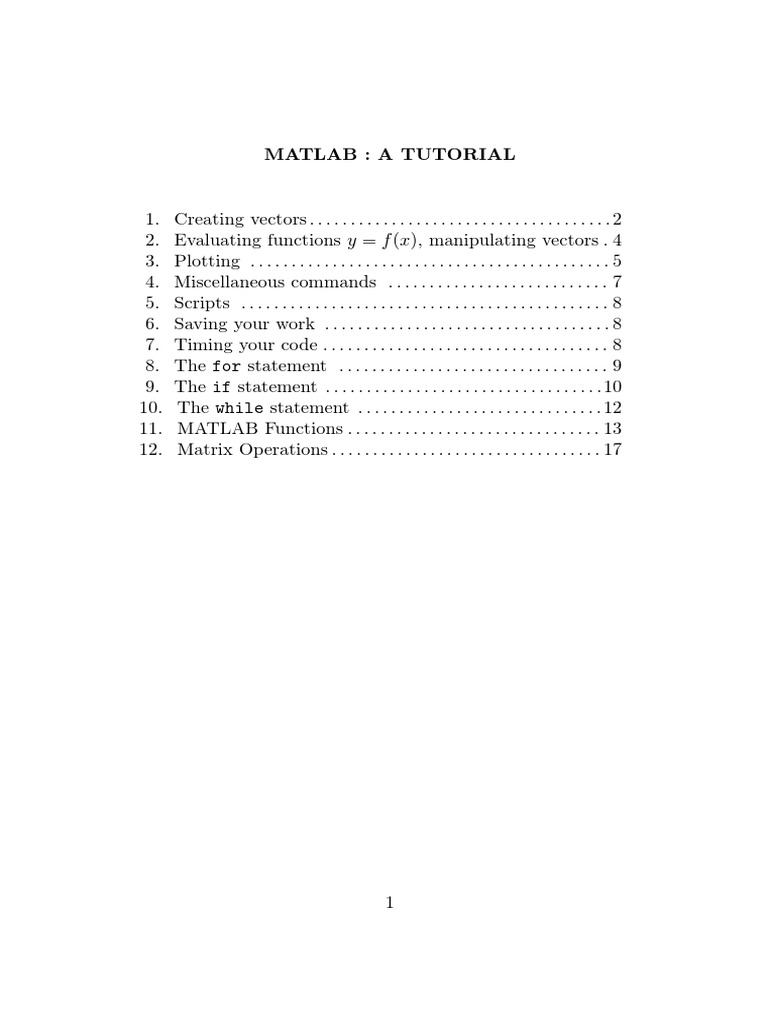 Matlab Tutorial PDF | PDF