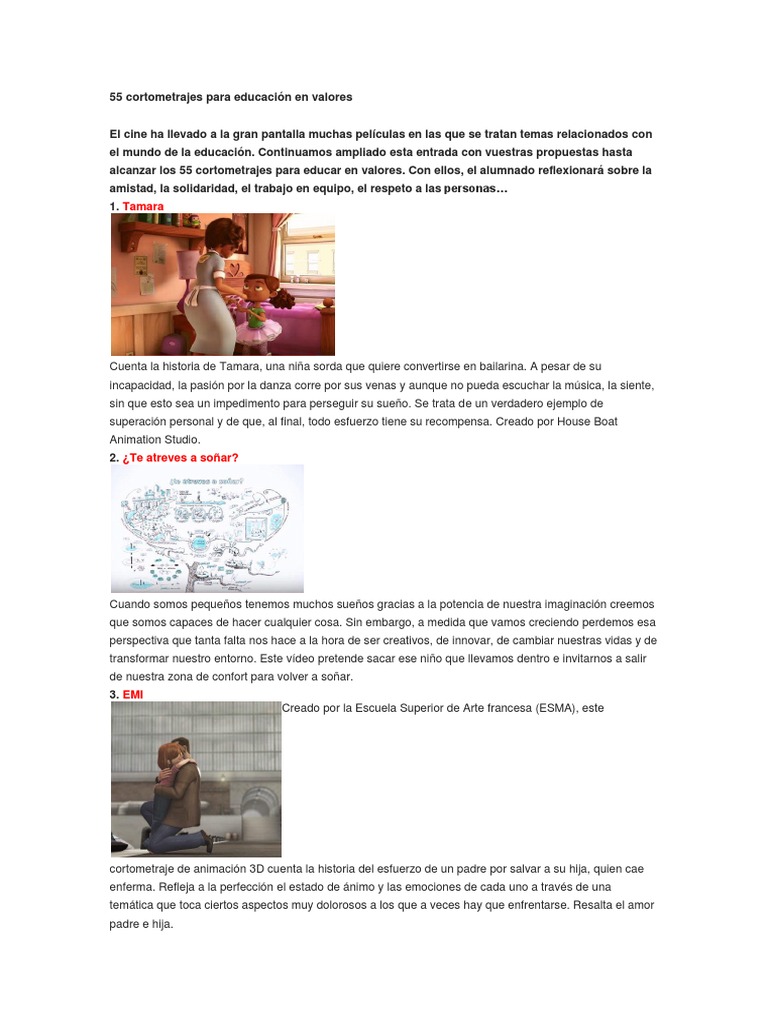 55 Cortometrajes para Educar en Valores | PDF | Pixar | Senegal
