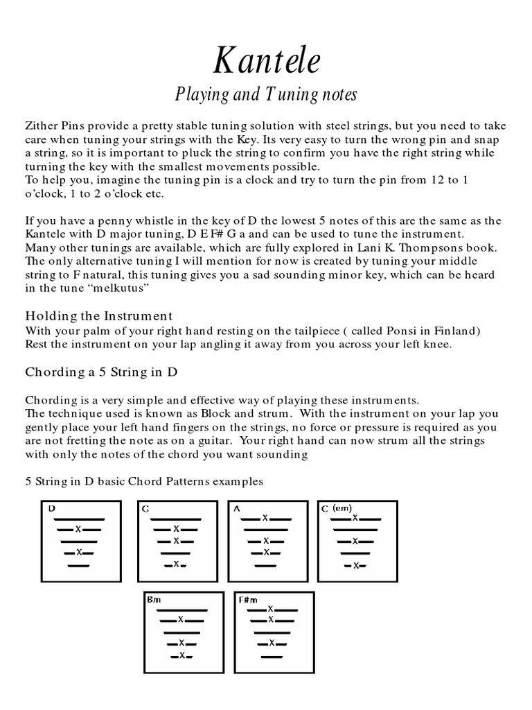 Kantele Tuning PDF String Instruments Hornbostel Sachs