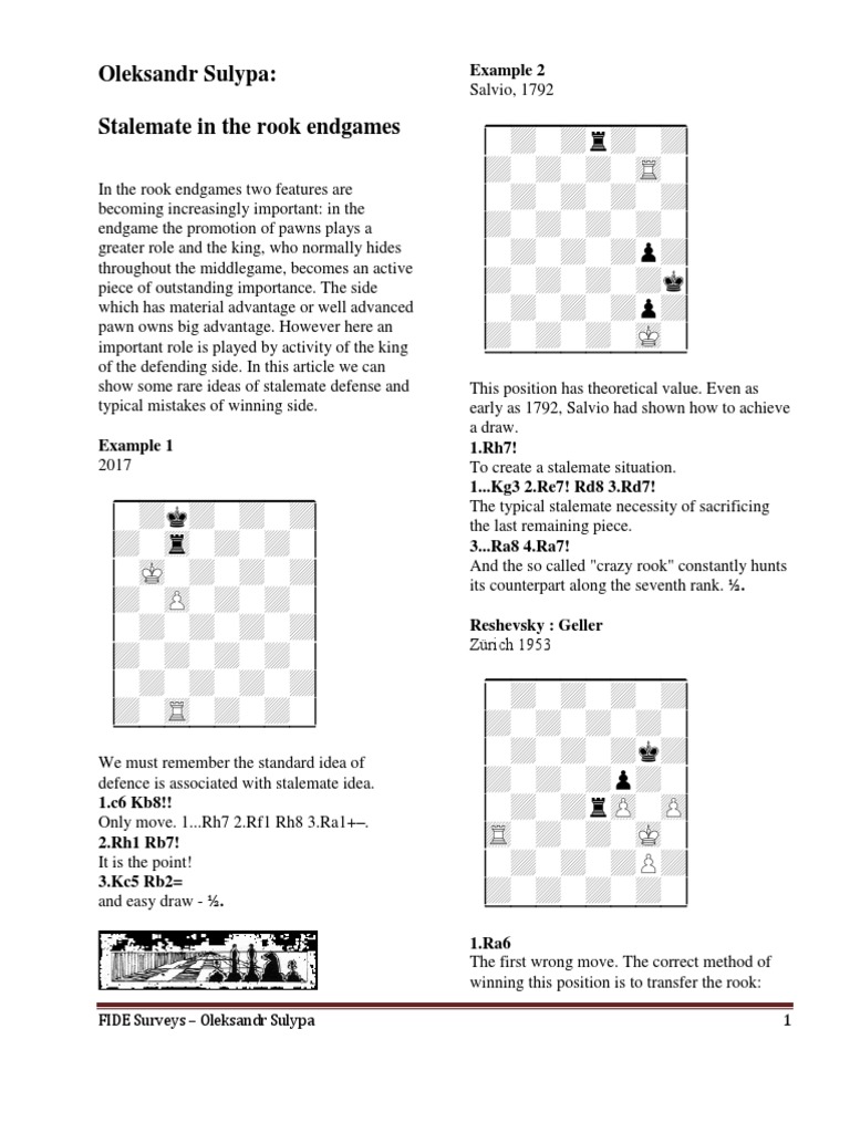 Rook Endgame Stalemate Strategies | PDF