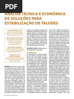 Análise Técnica e Econômica de Soluções Para Estabilização de Taludes.