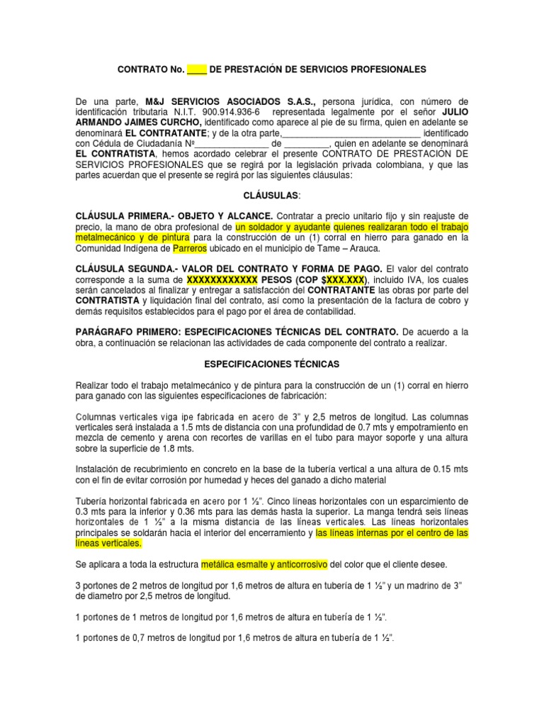 Contrato Soldador y Ayudante | PDF | Negocios (general) | Business