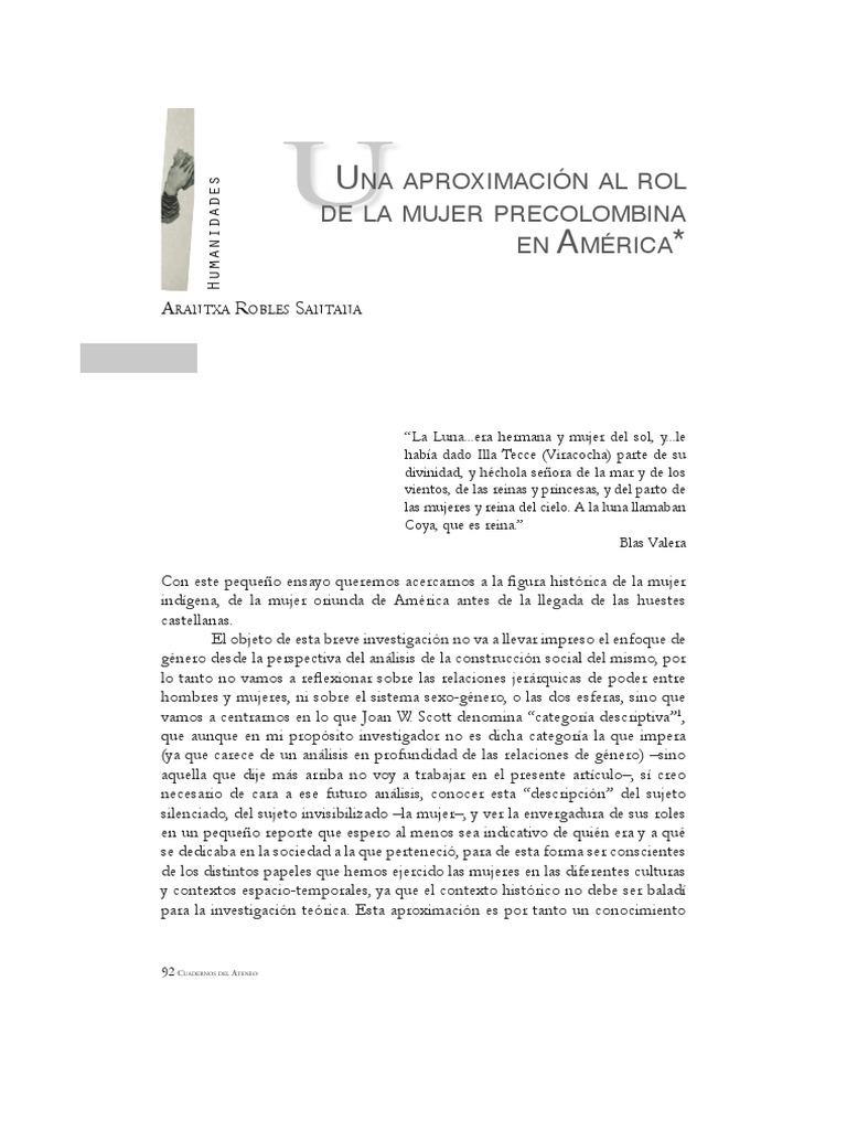 El Rol de la Mujer Precolombina | PDF | Imperio Inca | Mujer