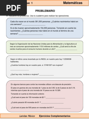 6to Grado Matematicas Problemas Con Numeros Naturales Y Decimales