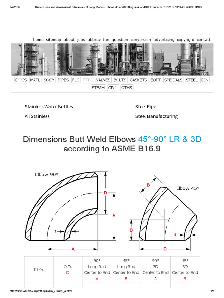 dimensions-and-dimensional-tolerances-of-long-radius-elbows-45-and-90