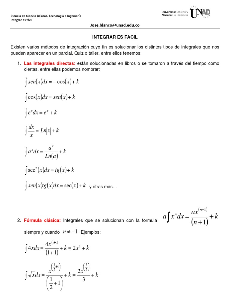 Métodos de Integración Explicados | PDF | Integral | Seno