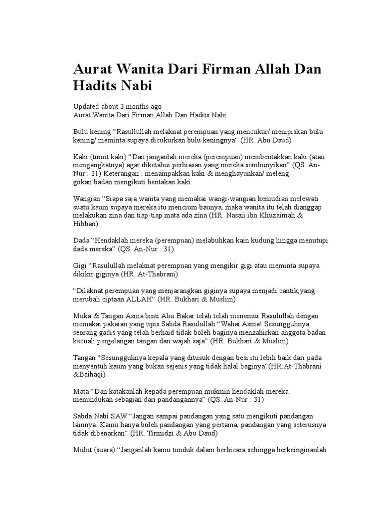  Aurat  Wanita  Dari Firman Allah Dan Hadits  Nabi