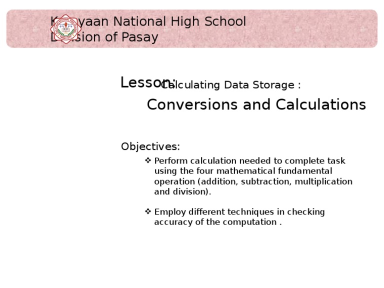 Calculating Data Storage - Conversions and Calculations | PDF
