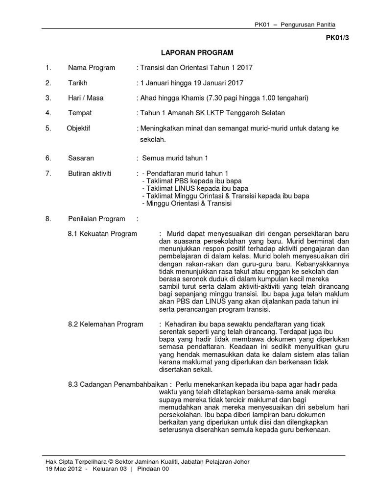 Dokumentasi Program Transisi Tahun 1