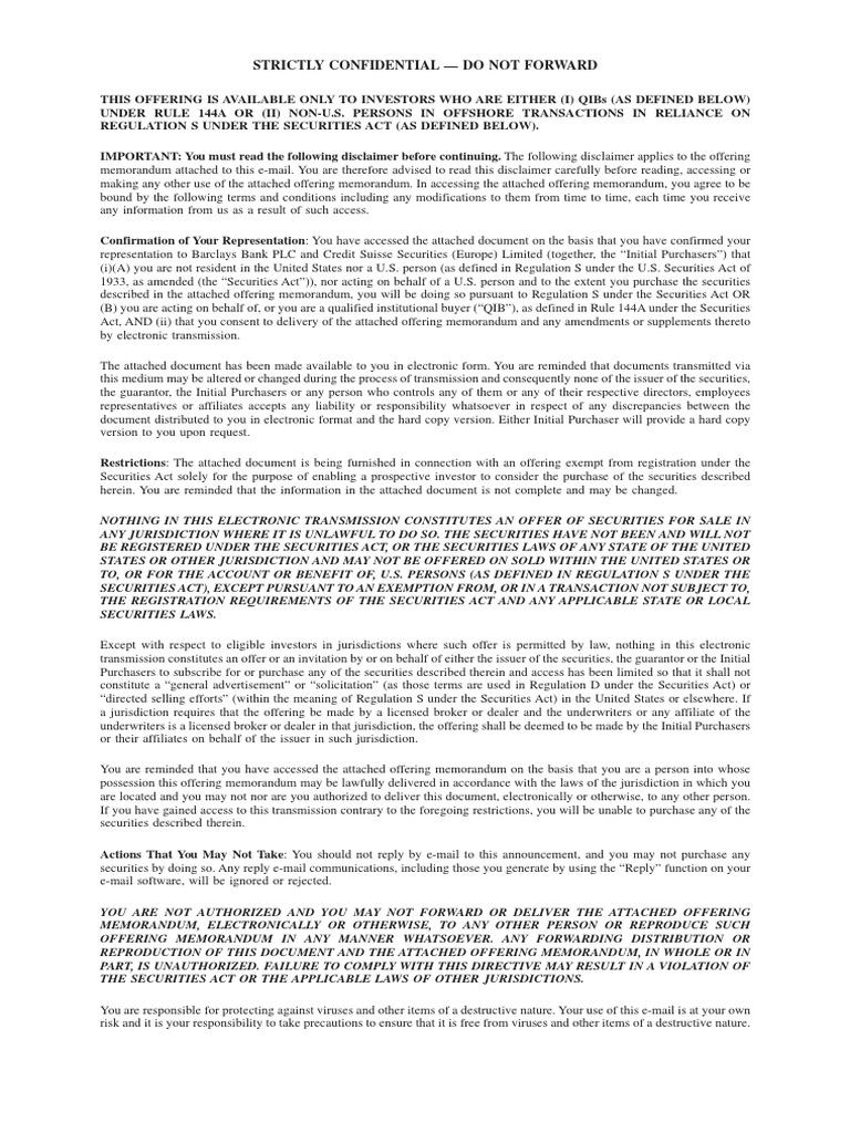 Confidential Securities Offering Memo | PDF | Securities Act Of 1933 ...