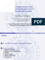 Introduction To The Course "Advanced Process Control" (Controllo Dei Processi)