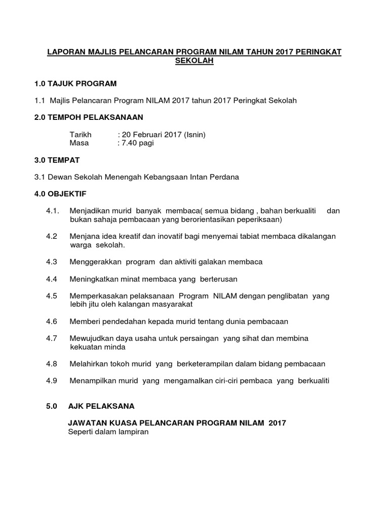 Laporan Majlis Pelancaran Program Nilam