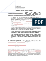 Affidavit of Loss Drivers License Affidavit