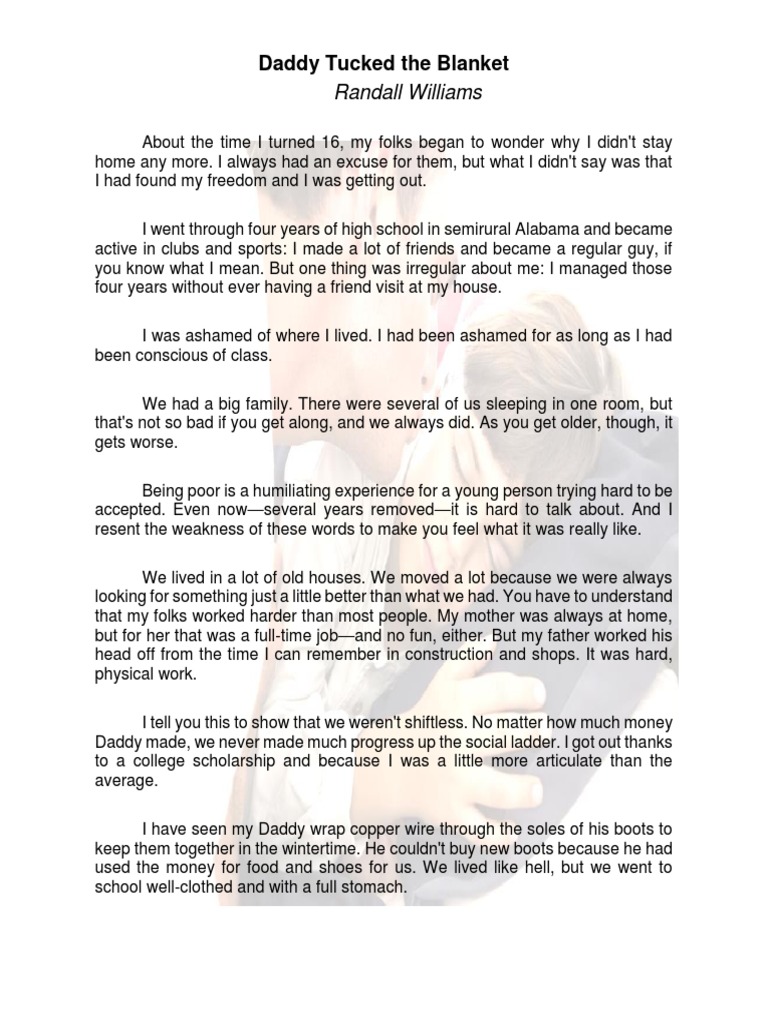 Daddy tucked the blanket essay picture