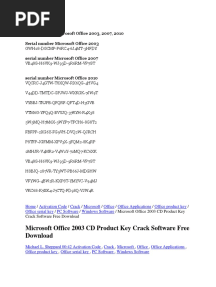 Serial Number Microsoft Office 2003