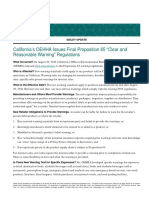 California's OEHHA Issues Final Proposition 65 "Clear and Reasonable Warning" Regulations