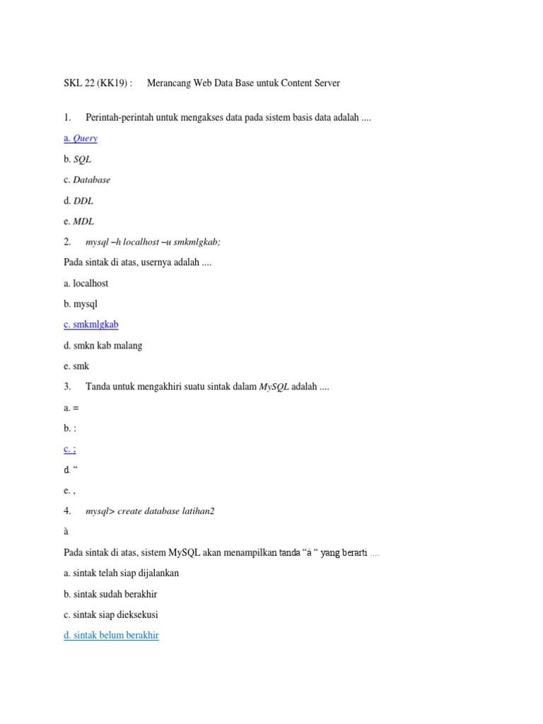 Database MySQL untuk Web Server | PDF | Metode & Bahan Ajar | Teknologi ...