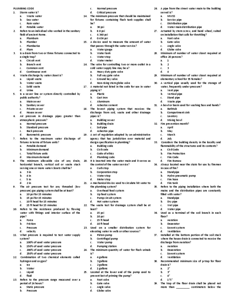 256 Plumbing-Code Problems PDF | PDF | Plumbing | Sanitary Sewer