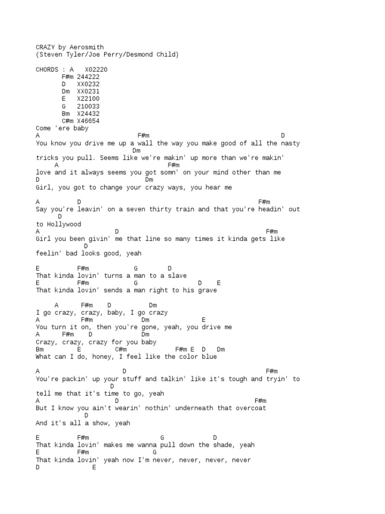 Crazy Aerosmith Chords