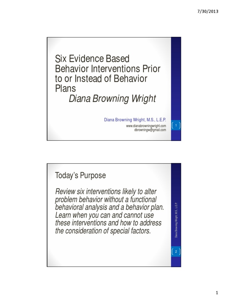 Evidence-Based Behavior Interventions | PDF | Individualized Education ...