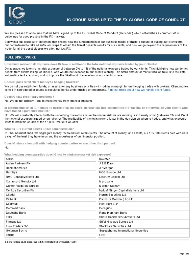 Full Disclosure Ig Contract For Difference Financial Markets - 