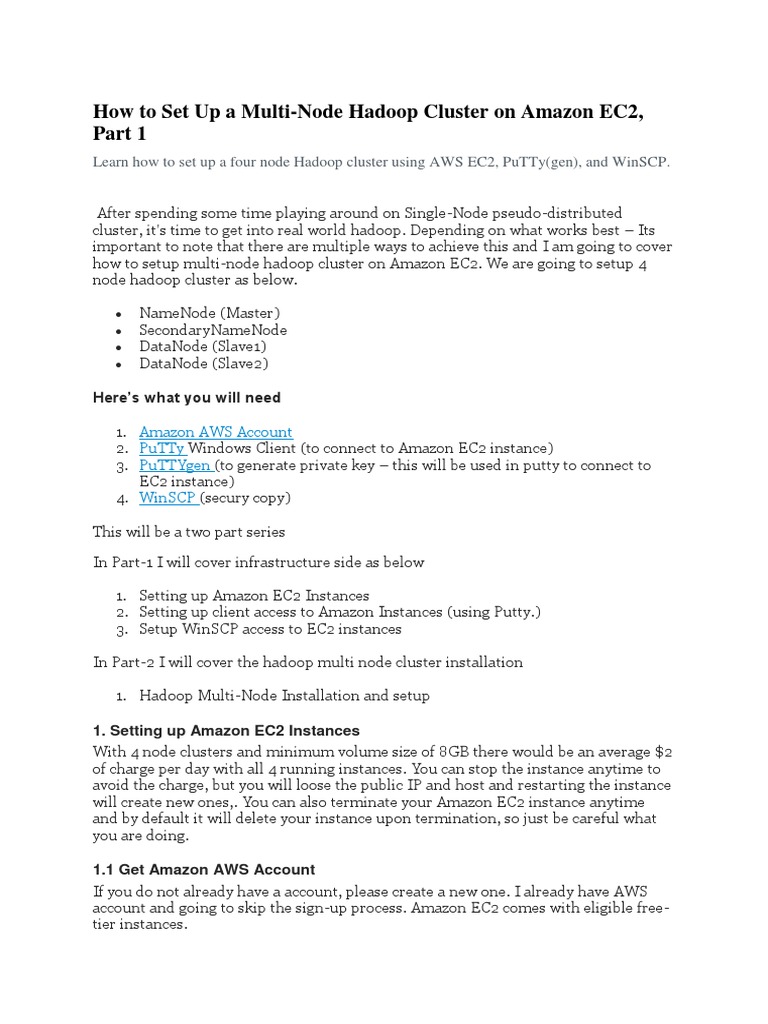 How To Set Up A Multi-Node Hadoop Cluster On Amazon EC2 ...